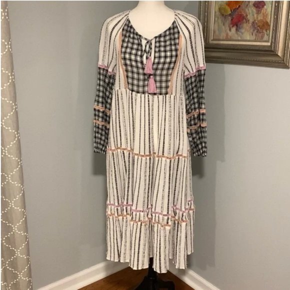 Veronica Beard Eileen Paneled Checked Georgette Midi Dress Size M - Picture 3 of 12